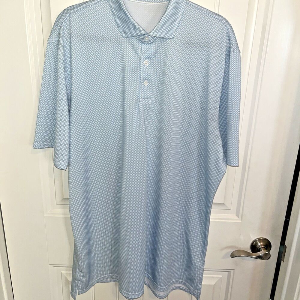 RARE Holderness & Bourne Polo Shirt Mens White Jet Golf Club Geo Print AOP SZ XL